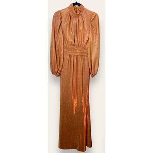 NWT MAC DUGGAL DRESS 2 RUST ORANGE SPARKLE METALLIC GLITTER MODEST WEDDING GUEST